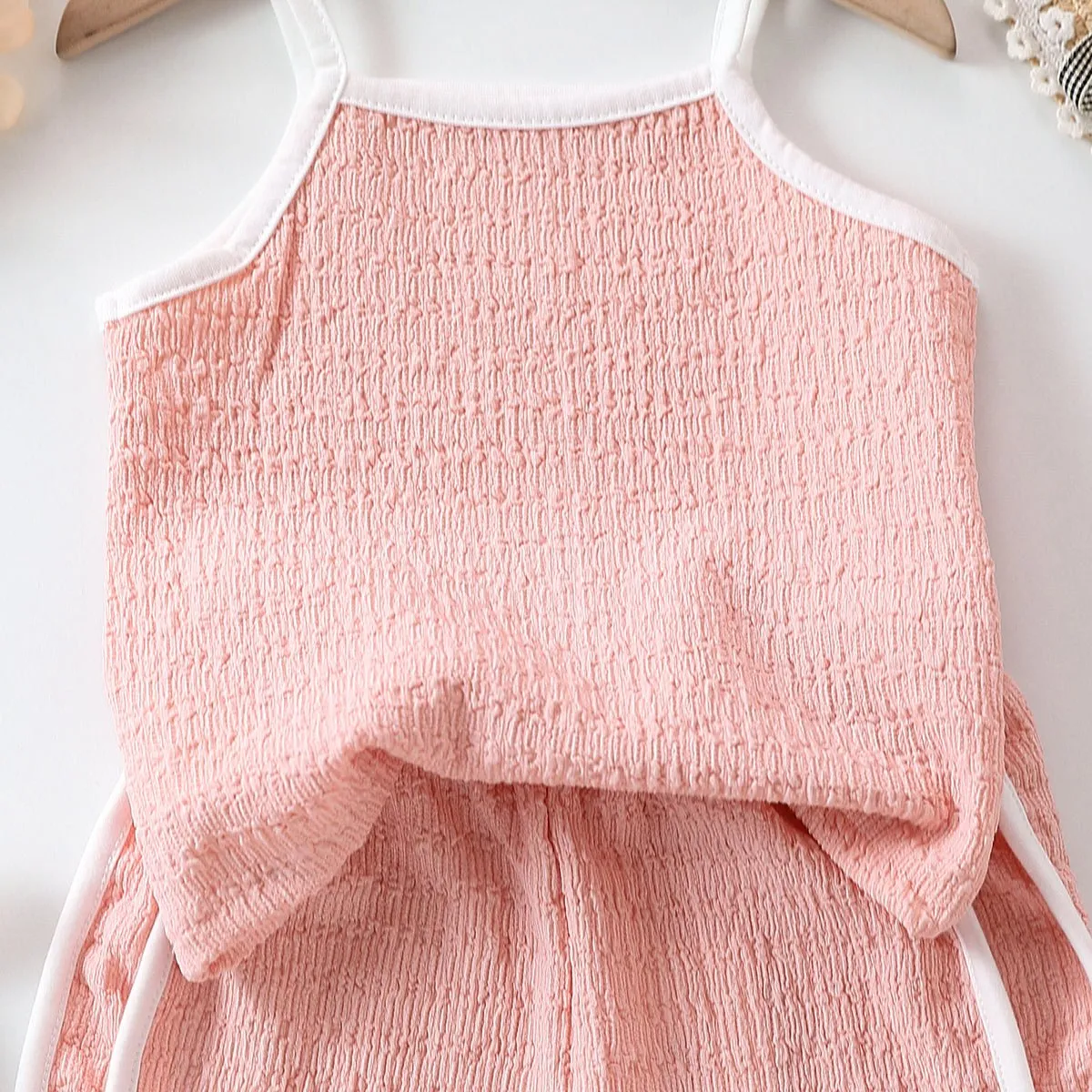 2pcs Toddler Girl Sweet Solid Color Top and Pants Sets