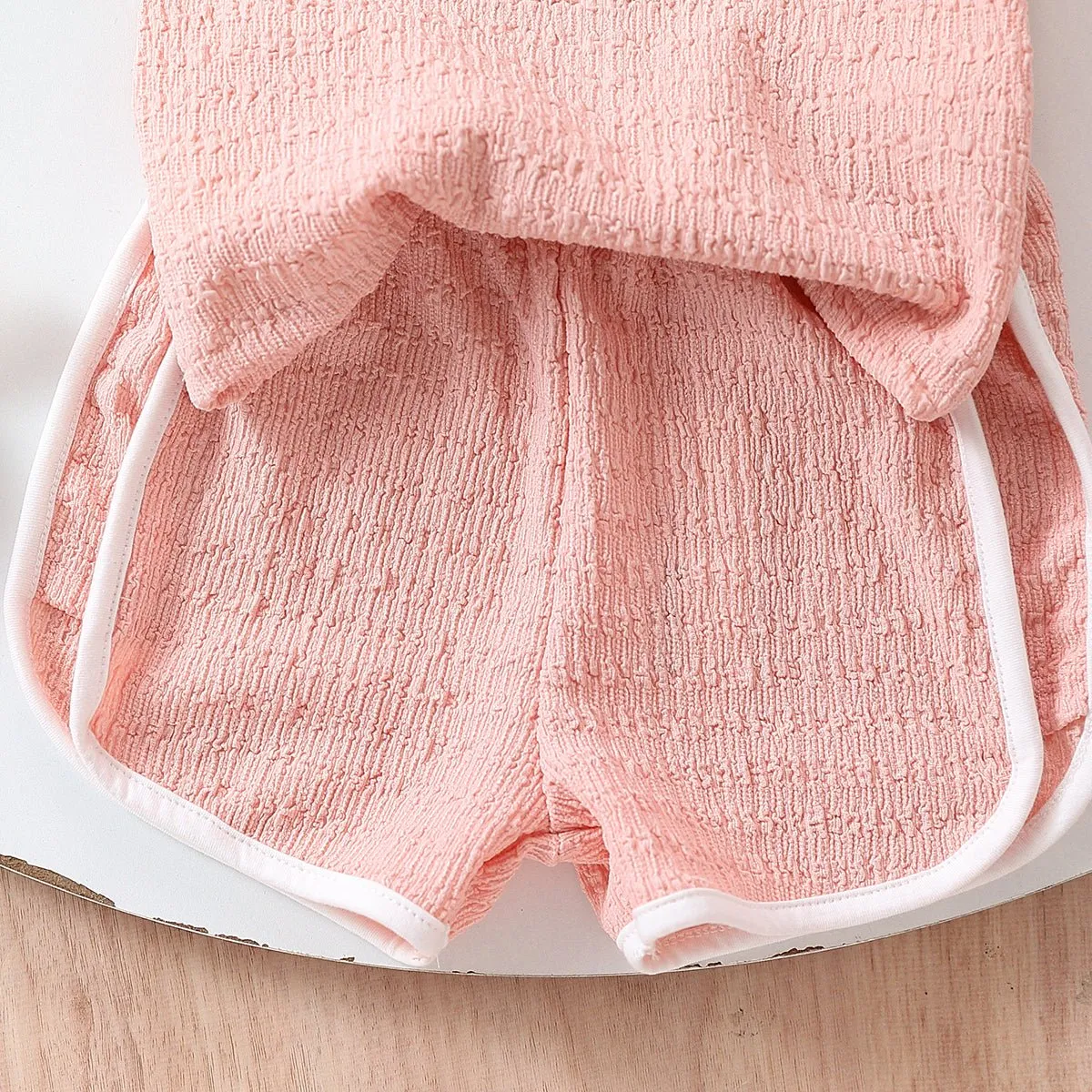 2pcs Toddler Girl Sweet Solid Color Top and Pants Sets
