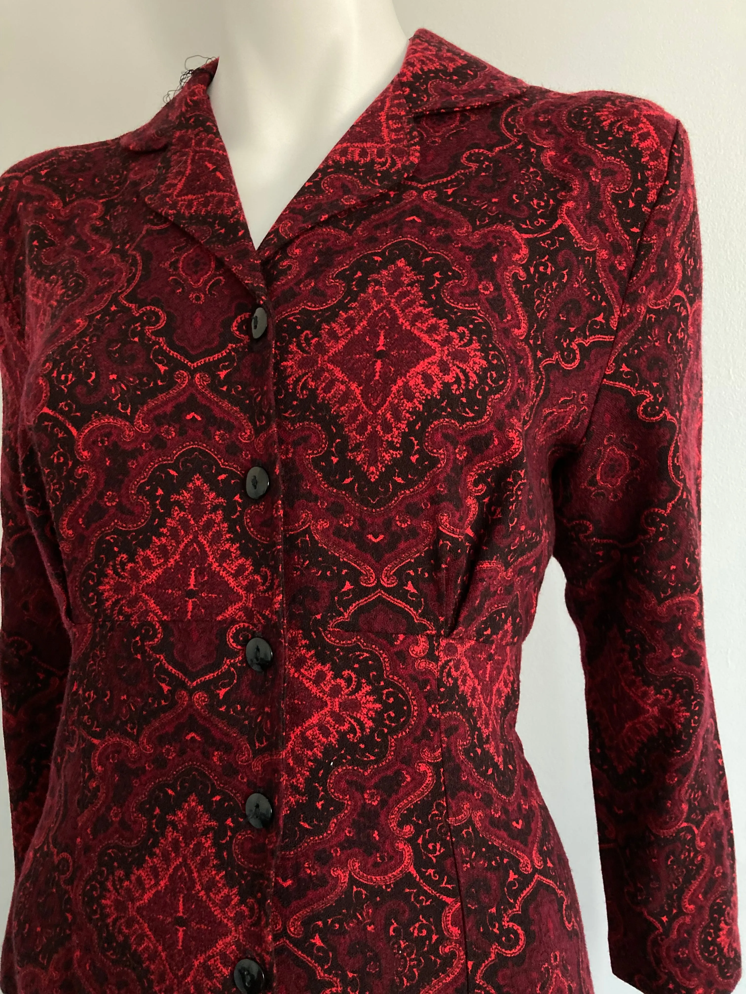 70s Does 40s Lightweight Wool Dress, Size S