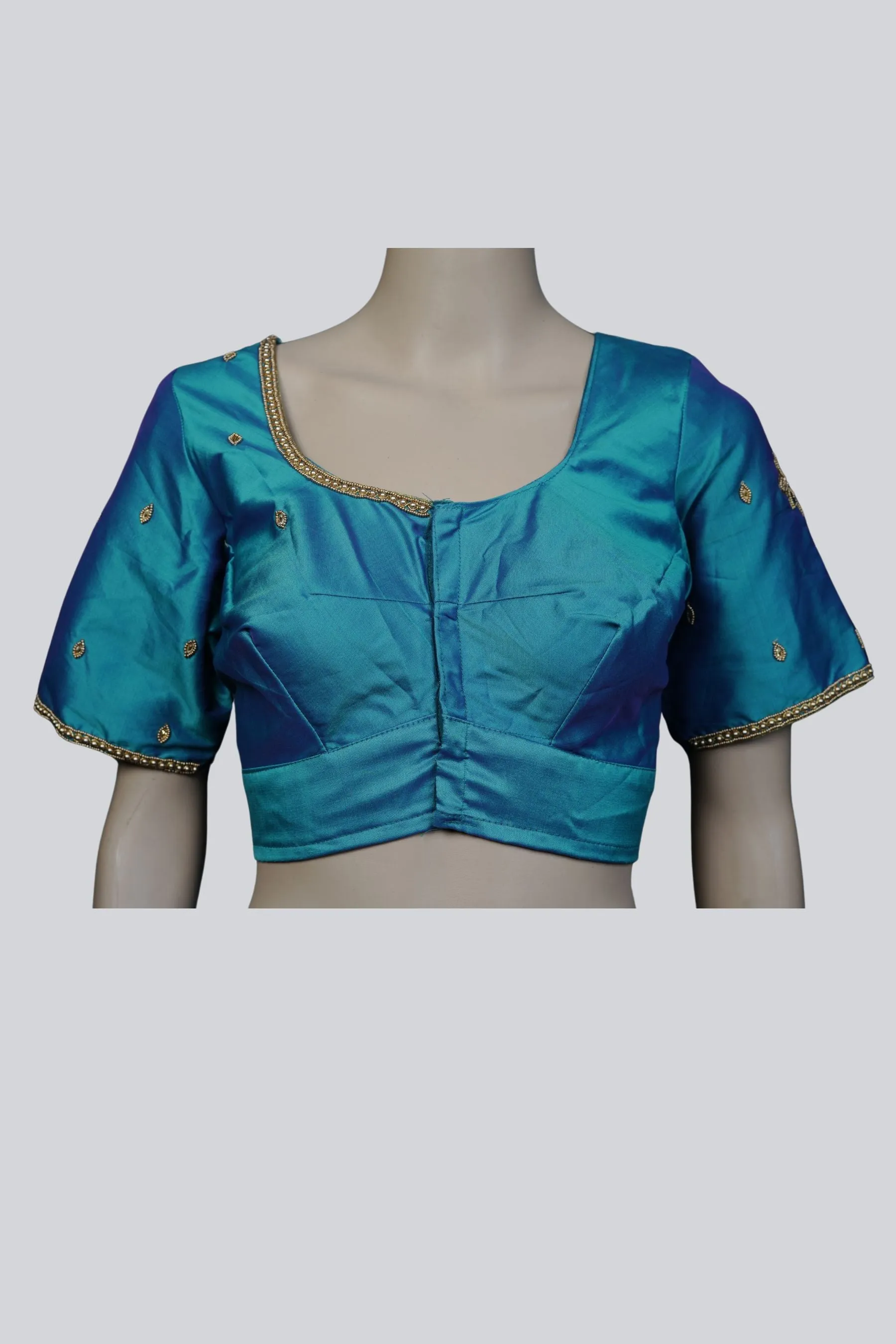 Aari Work Blouse in Stunning Blue - Exquisite Craftsmanship |JCSFashions