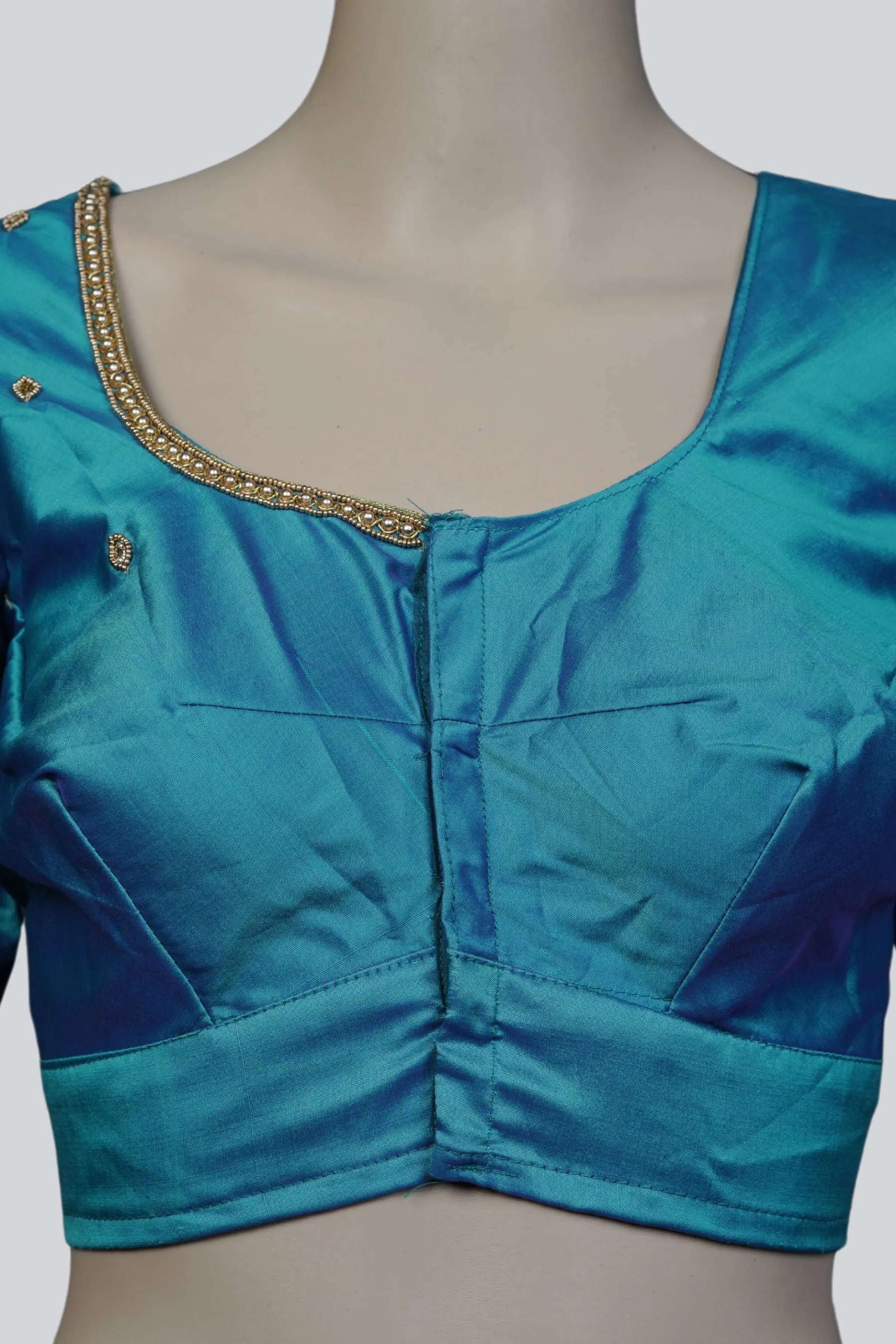 Aari Work Blouse in Stunning Blue - Exquisite Craftsmanship |JCSFashions