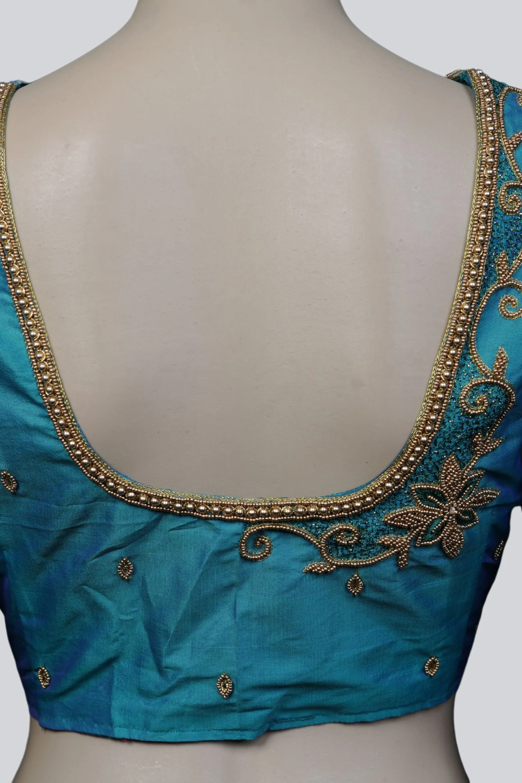 Aari Work Blouse in Stunning Blue - Exquisite Craftsmanship |JCSFashions