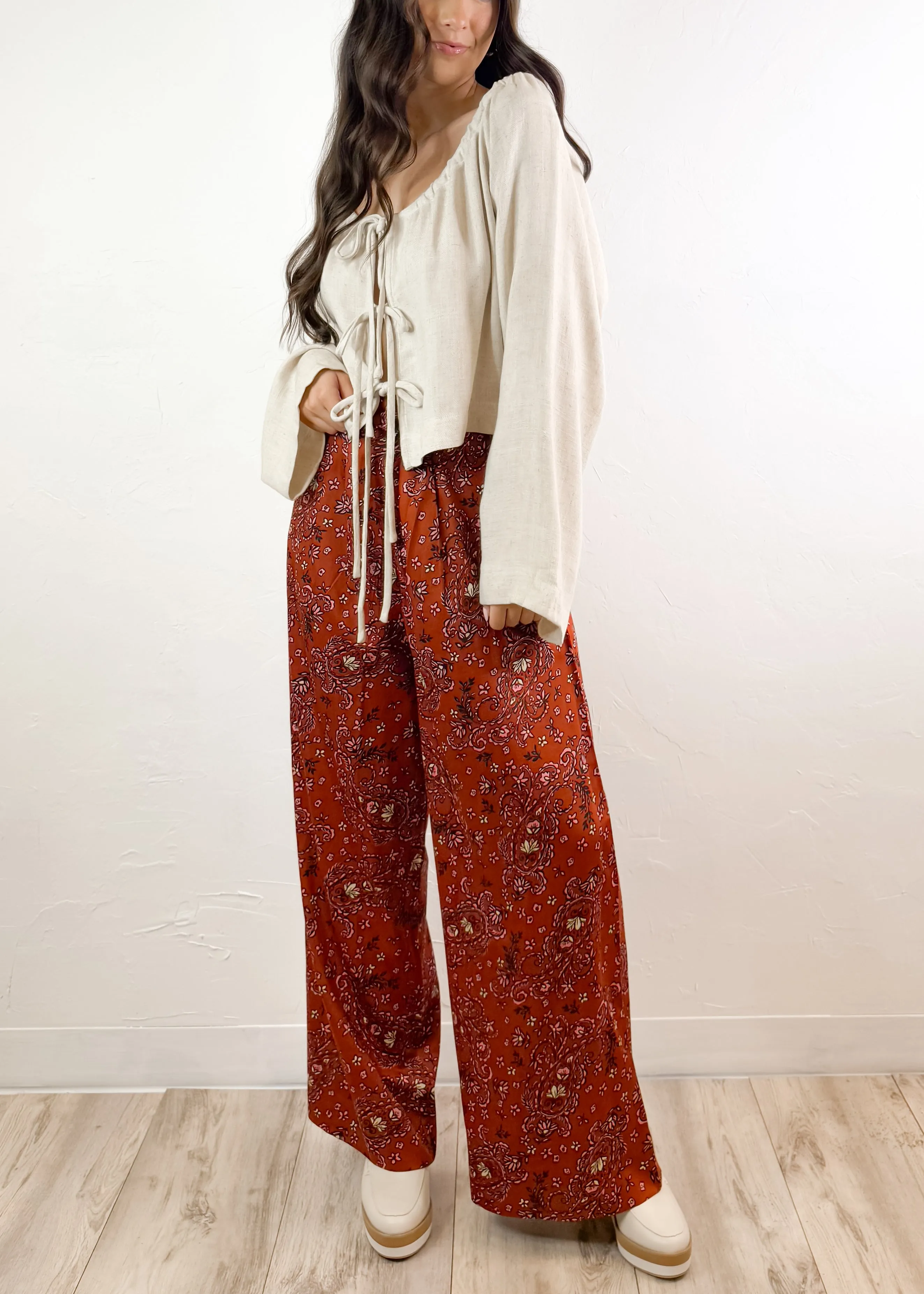 All The Vibes Flowy Floral Pants | Baked Clay