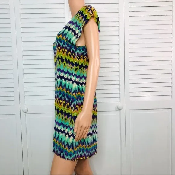 AMOUR VERT Silk Multicolor Short Sleeve Dress Size M