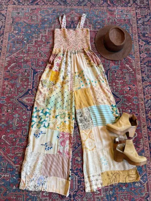Aquarius Patchwork Flowy Wide Leg Jumpsuit