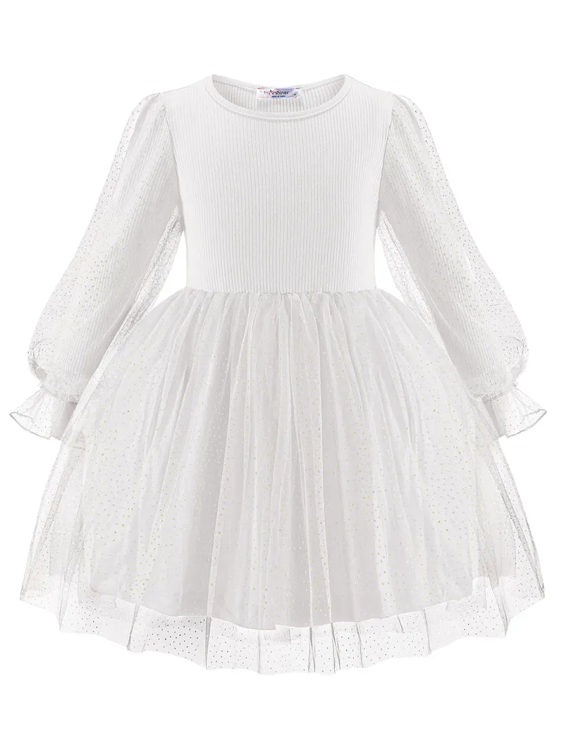 Arshiner Toddler Girls Dresses Long Sleeve Sequin Tulle Dress Party Tutu Dress