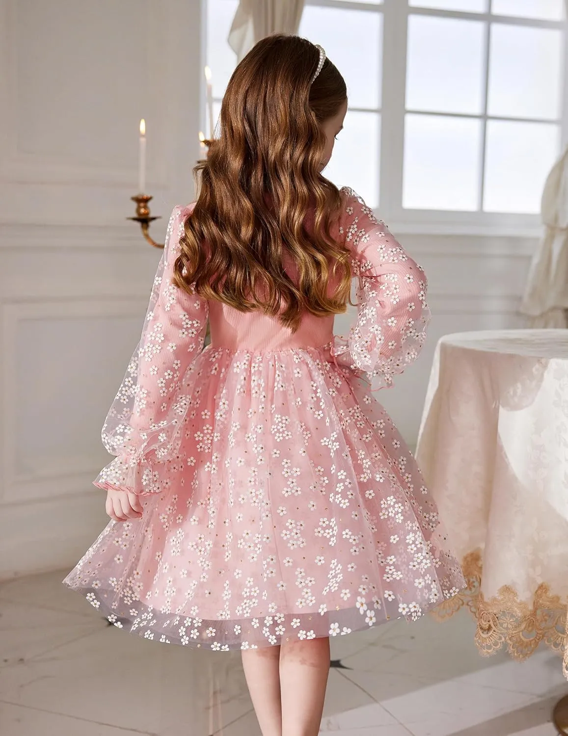Arshiner Toddler Girls Dresses Long Sleeve Sequin Tulle Dress Party Tutu Dress