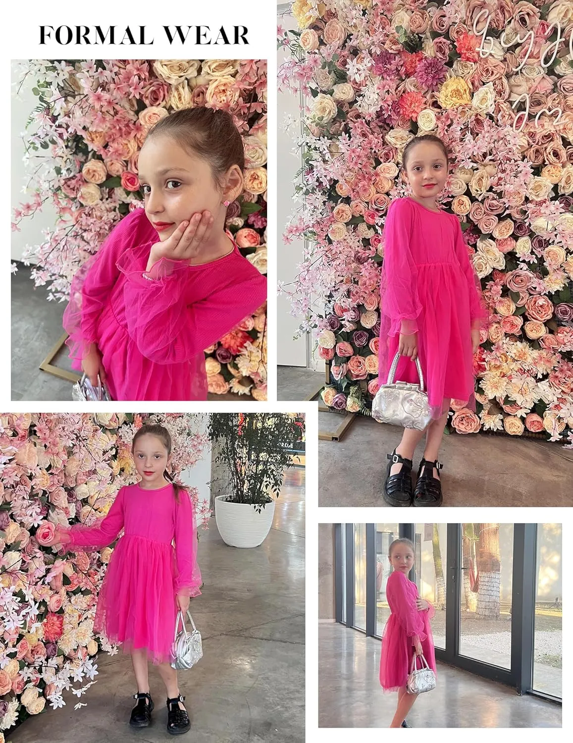 Arshiner Toddler Girls Dresses Long Sleeve Sequin Tulle Dress Party Tutu Dress
