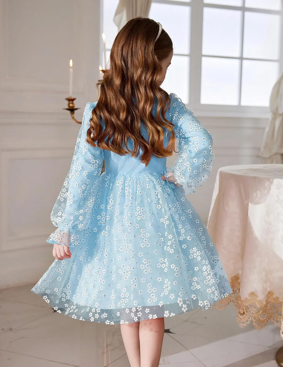 Arshiner Toddler Girls Dresses Long Sleeve Sequin Tulle Dress Party Tutu Dress