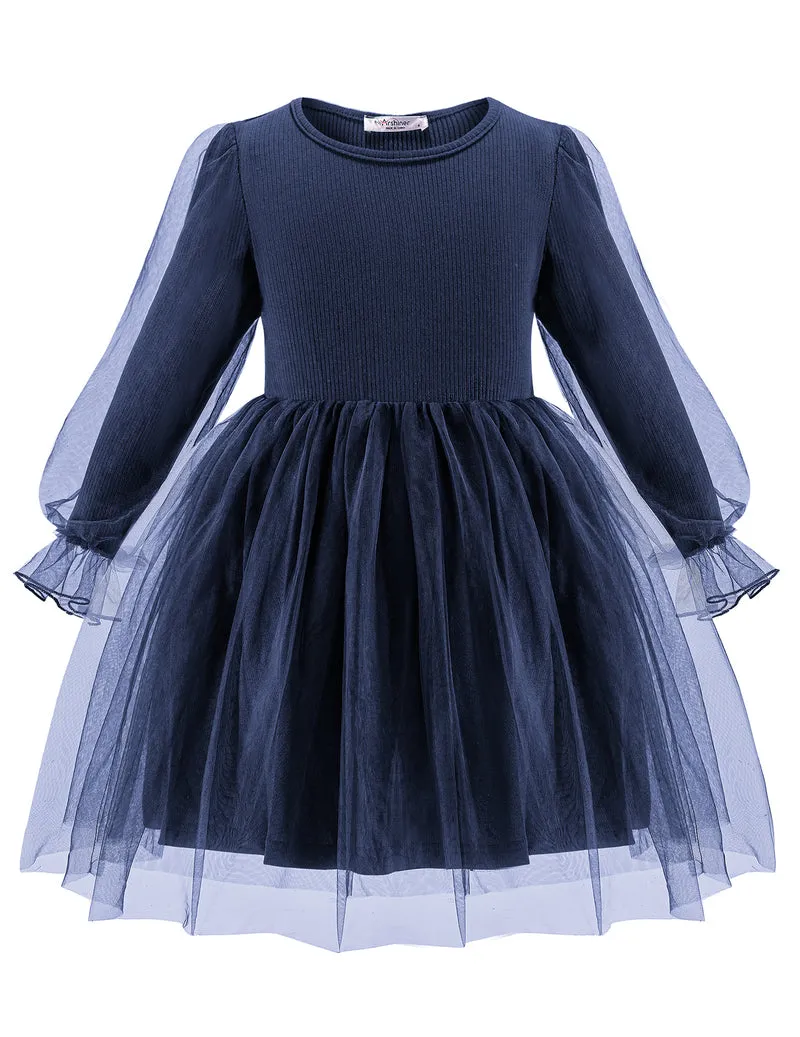 Arshiner Toddler Girls Dresses Long Sleeve Sequin Tulle Dress Party Tutu Dress