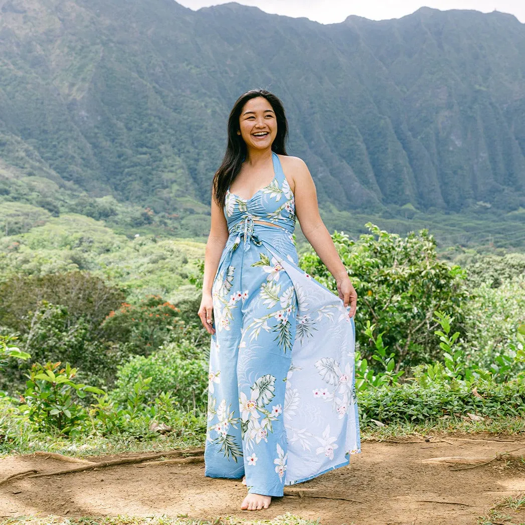 Bamboo Orchid Wrap Pants and Top Set, Made in Hawaii