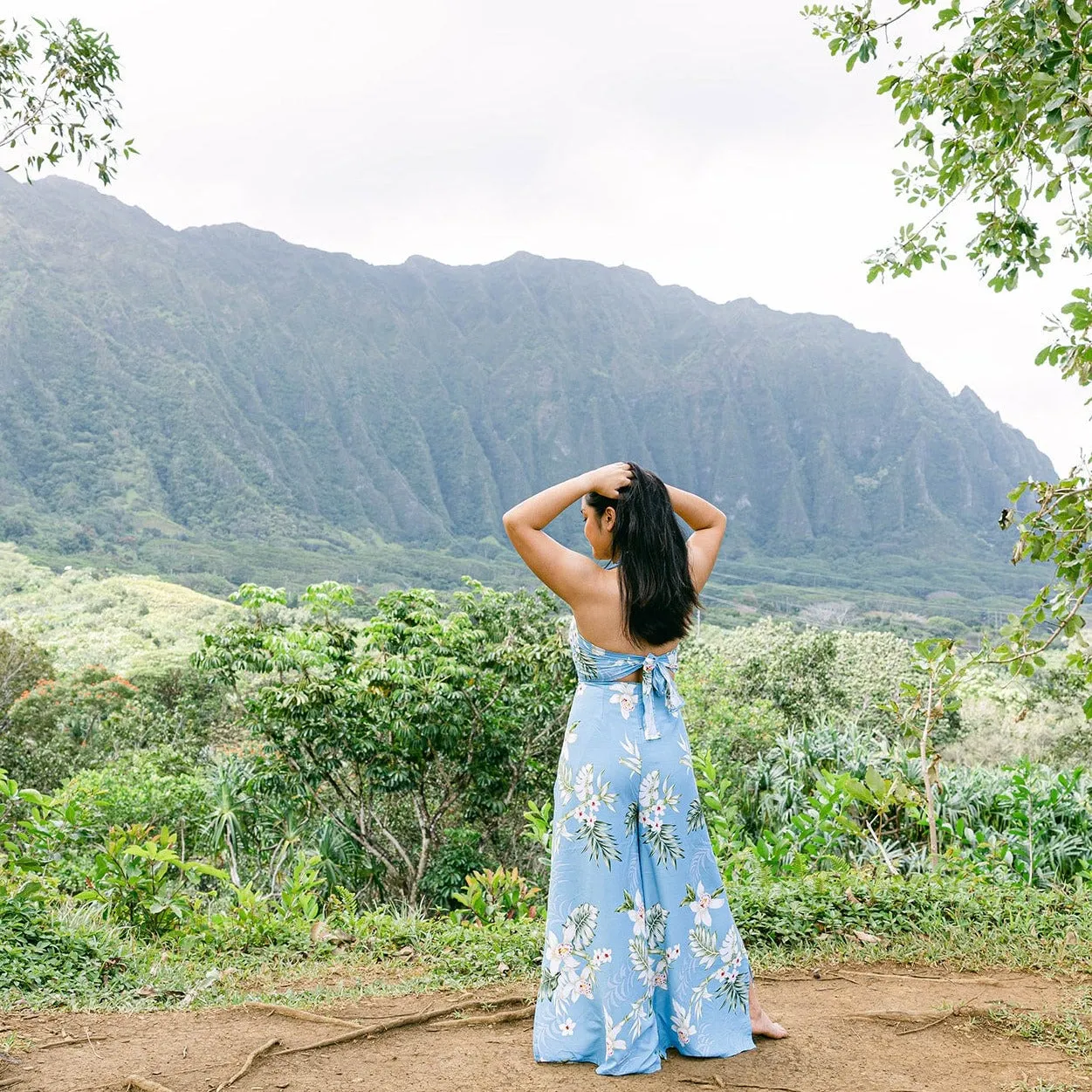Bamboo Orchid Wrap Pants and Top Set, Made in Hawaii
