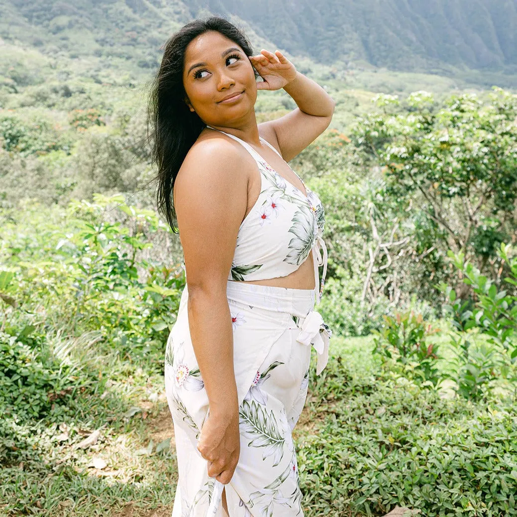 Bamboo Orchid Wrap Pants and Top Set, Made in Hawaii
