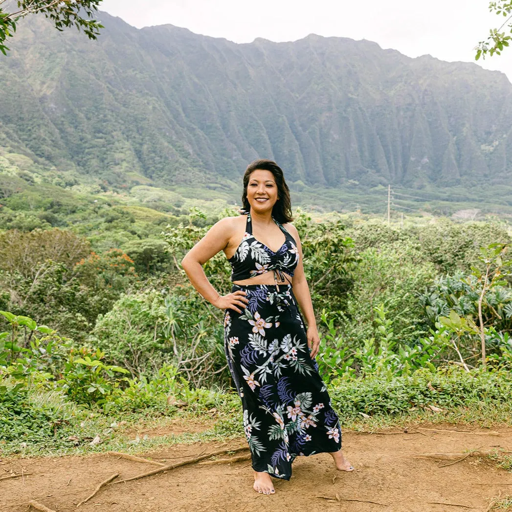 Bamboo Orchid Wrap Pants and Top Set, Made in Hawaii
