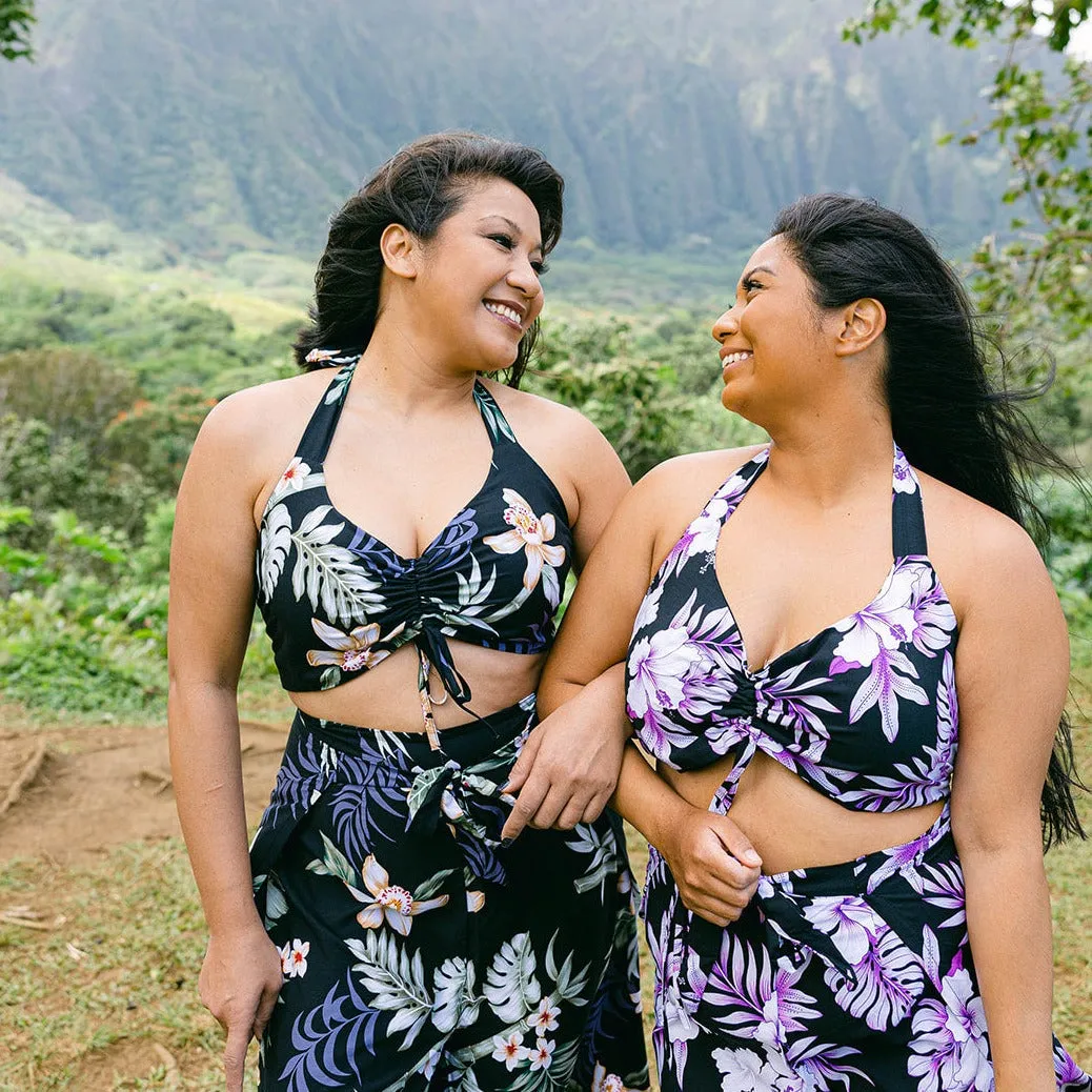 Bamboo Orchid Wrap Pants and Top Set, Made in Hawaii