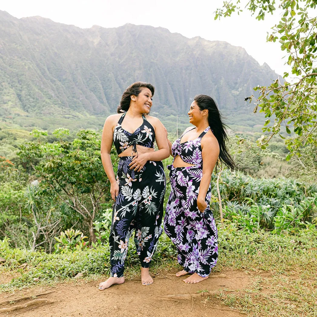 Bamboo Orchid Wrap Pants and Top Set, Made in Hawaii