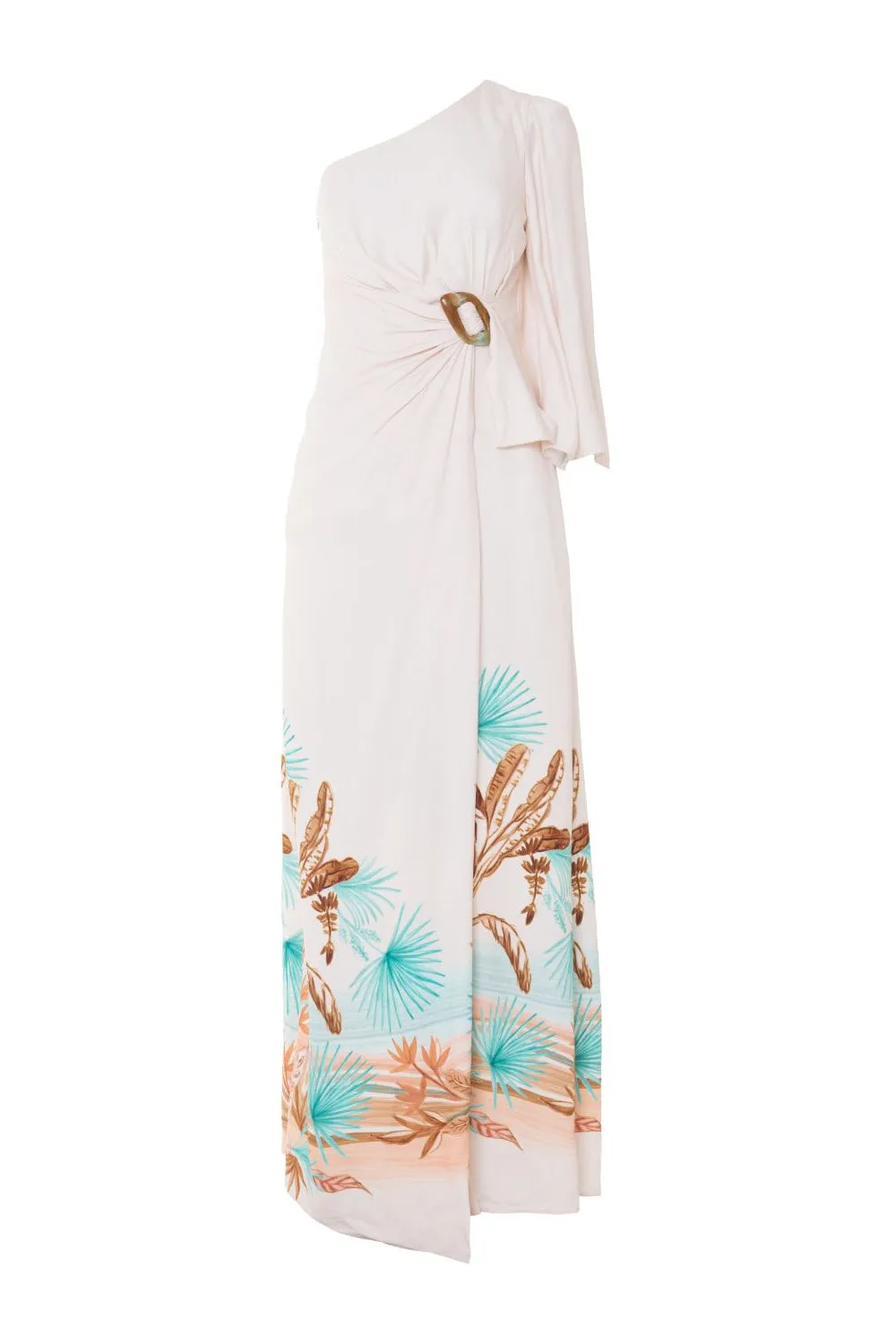 BANANEIRA TROPICAL ONE SHOULDER MAXI DRESS