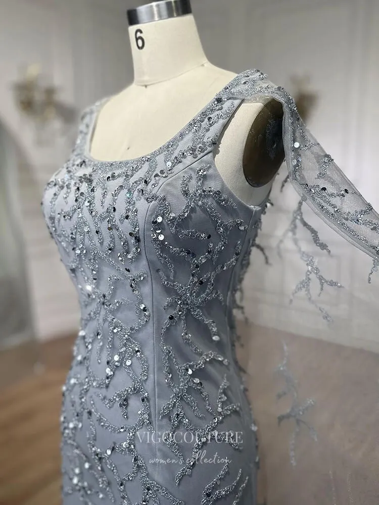 Beaded Lace Cape Sleeve Prom Dresses Sheath Boat Neck Pageant Dress 24513