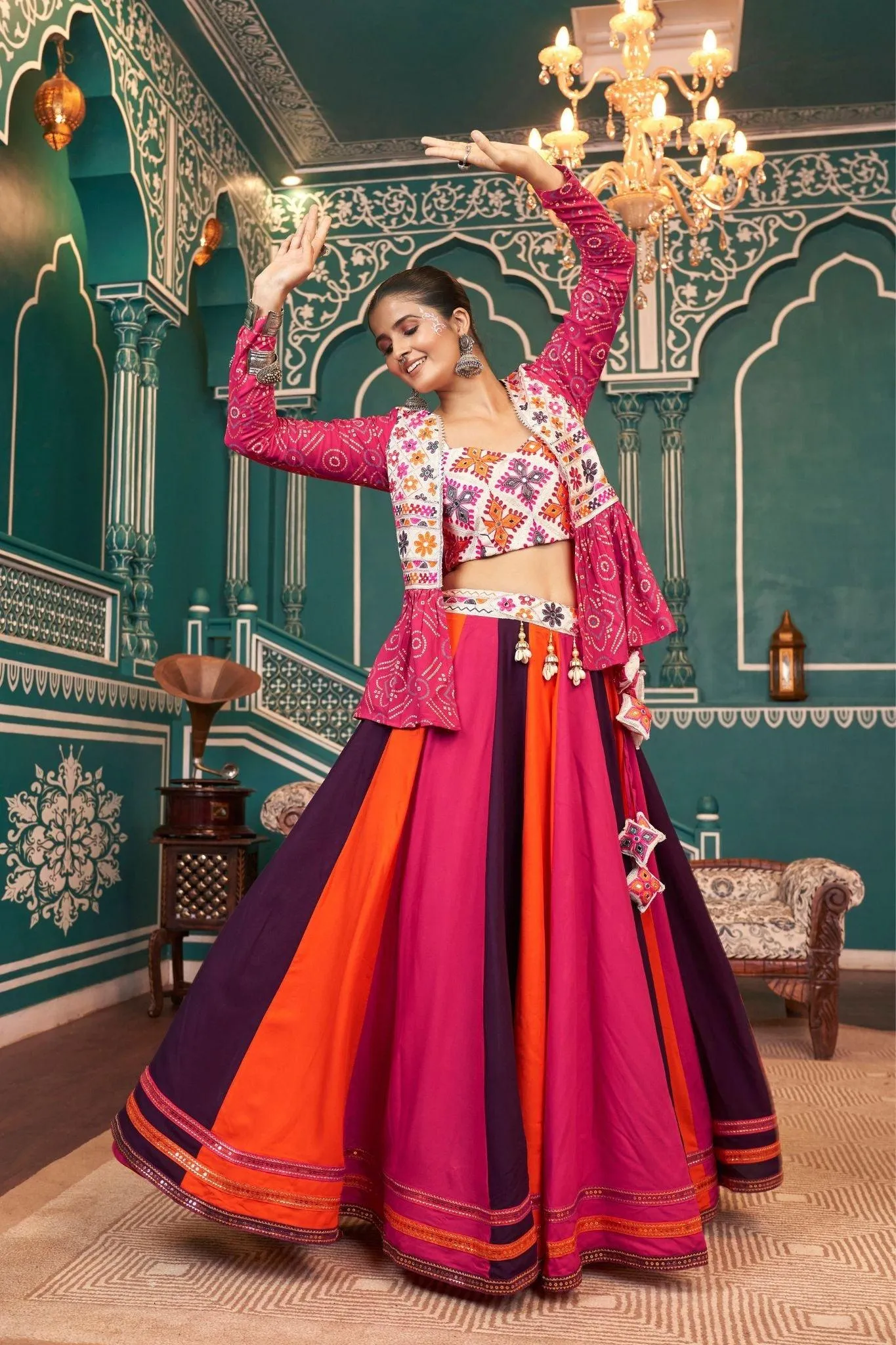 Beautiful Stylish Jacket Navratri Lehenga Choli
