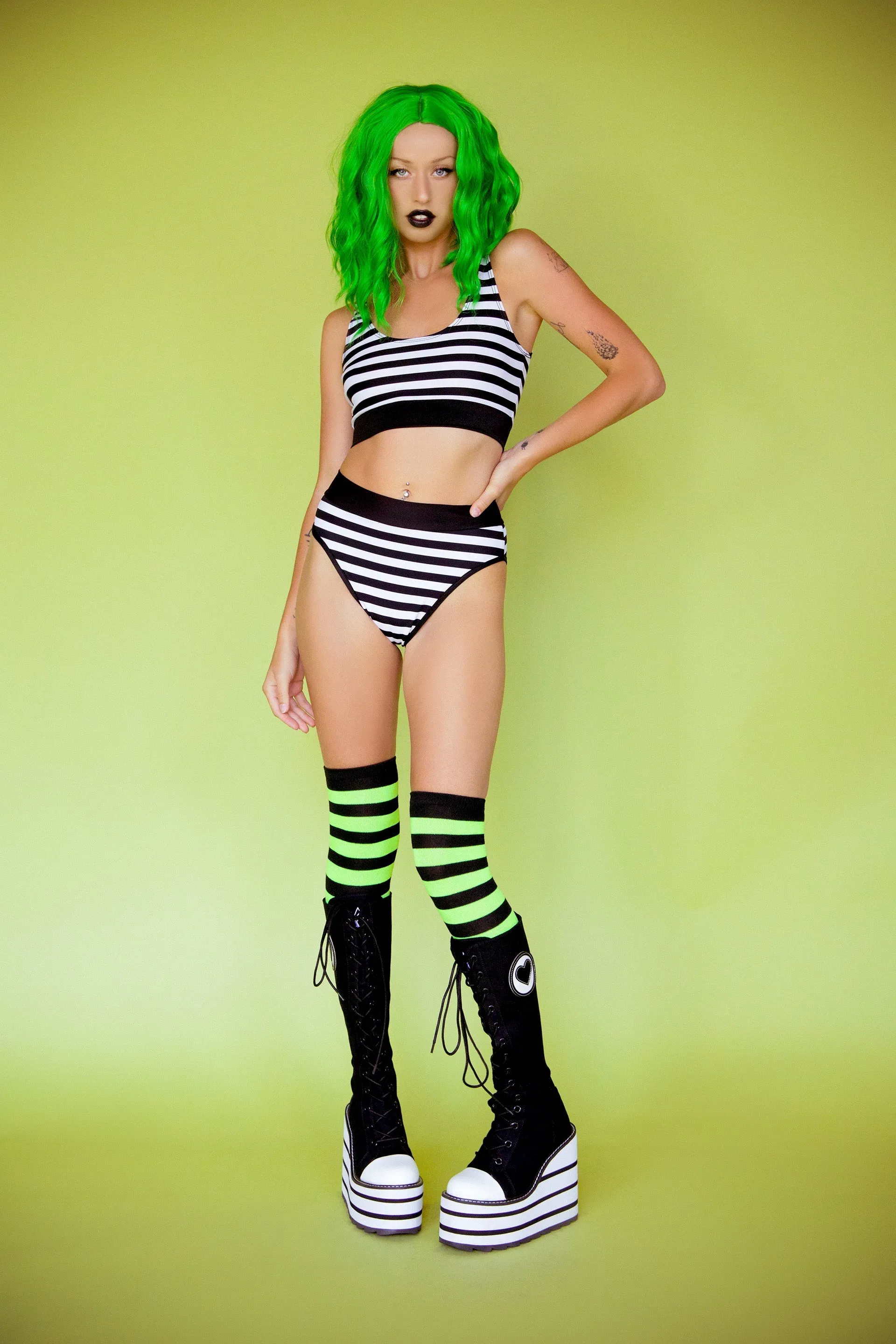 Beetle Babe Black and White Stripes Sporty Tank