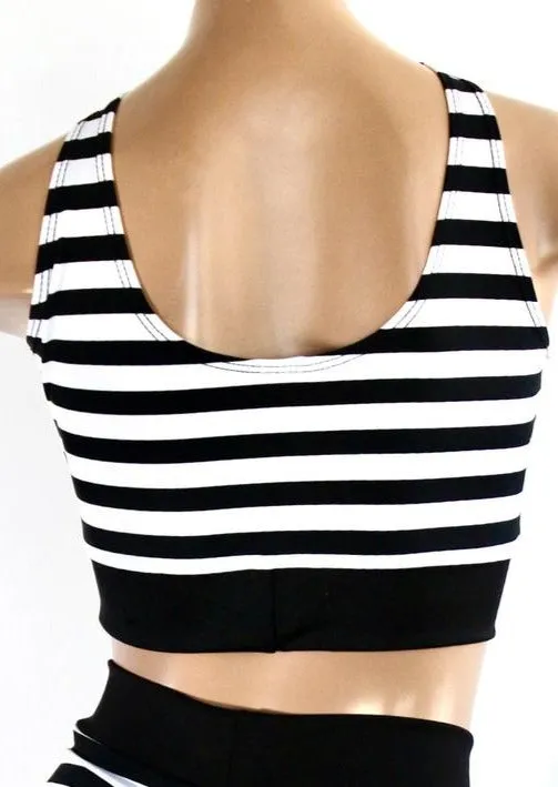 Beetle Babe Black and White Stripes Sporty Tank