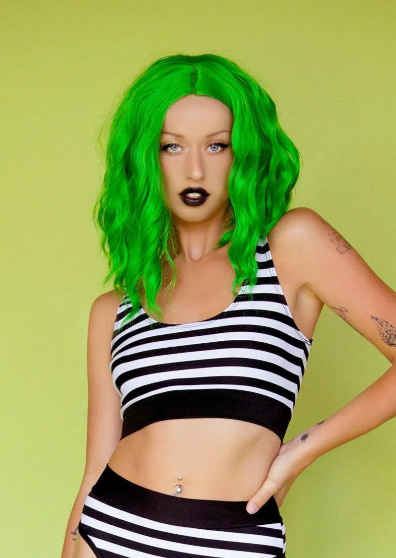 Beetle Babe Black and White Stripes Sporty Tank
