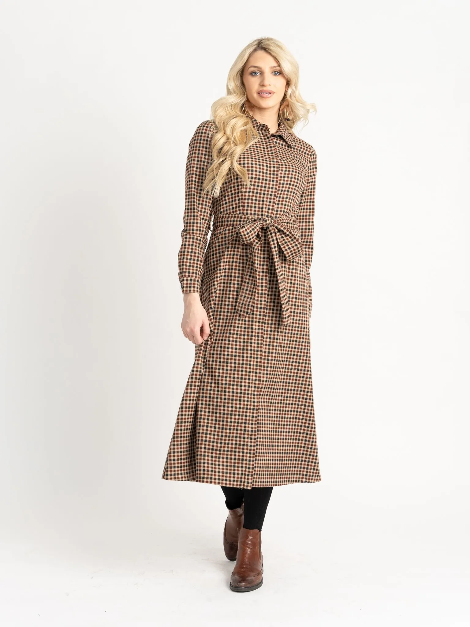Belted Plaid Dress