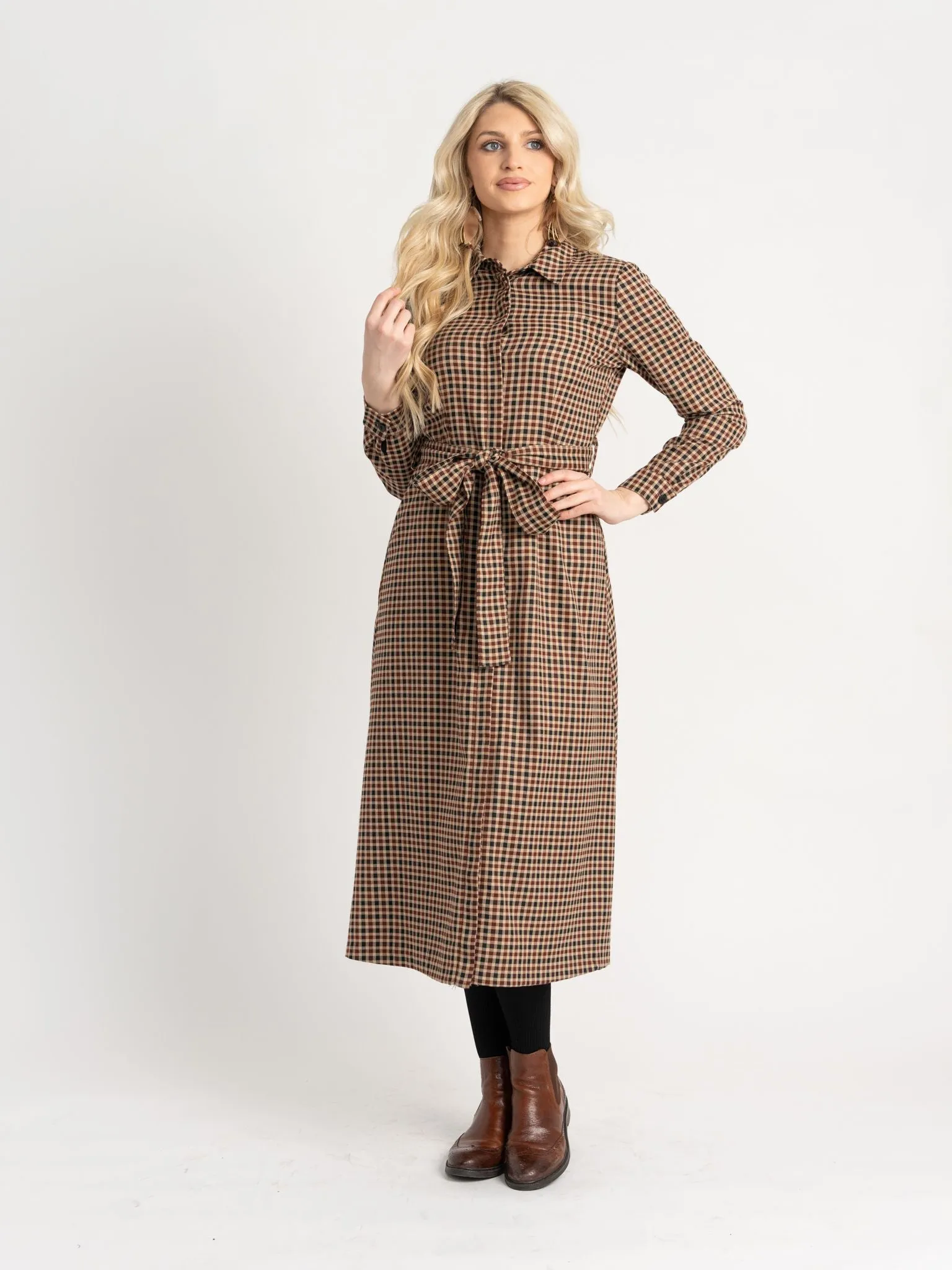 Belted Plaid Dress