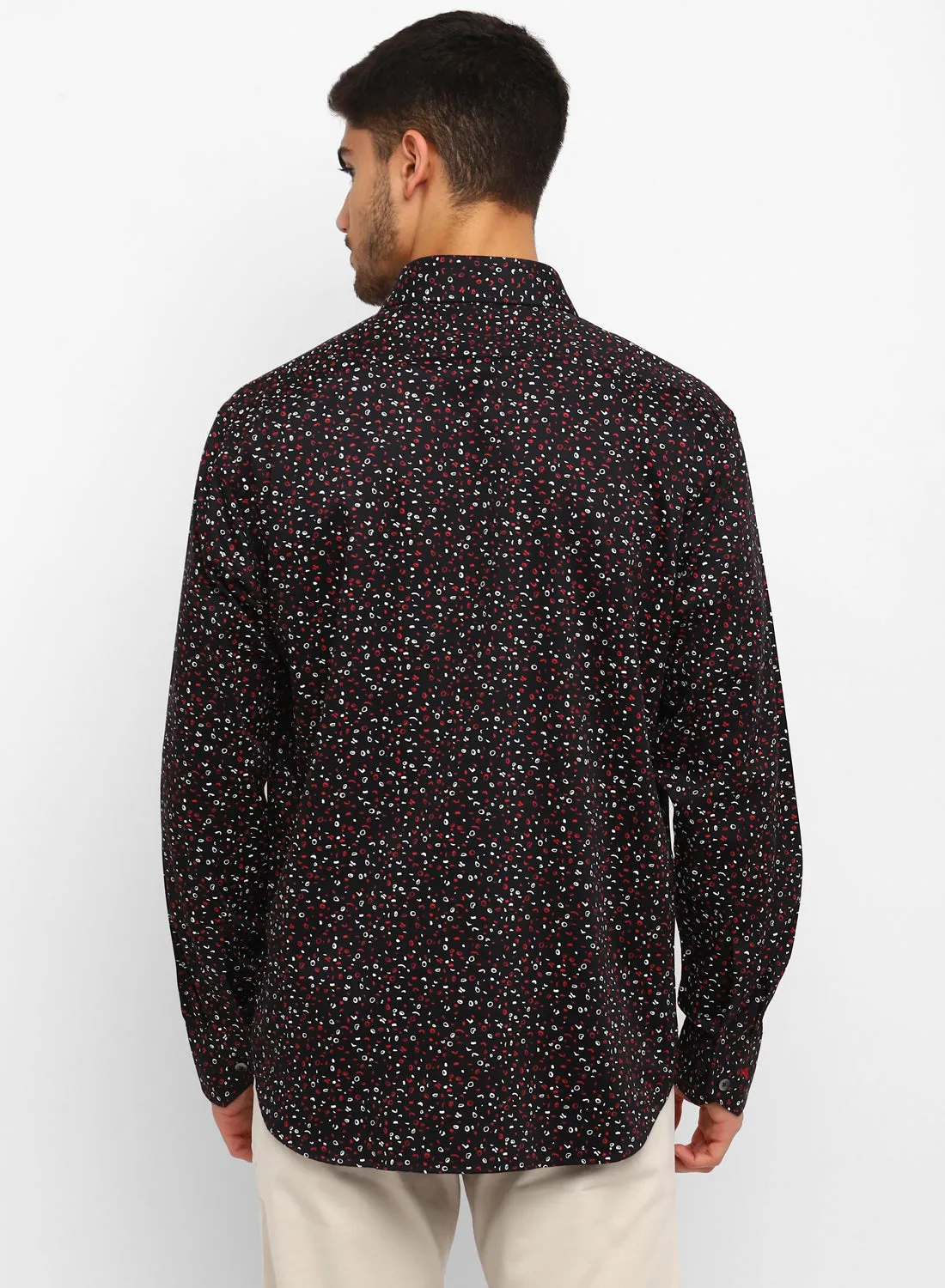 Black Cotton Printed Full Sleeve Shirt