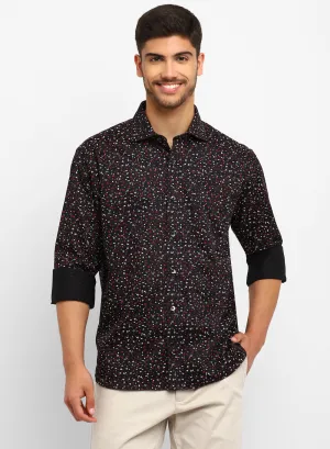 Black Cotton Printed Full Sleeve Shirt