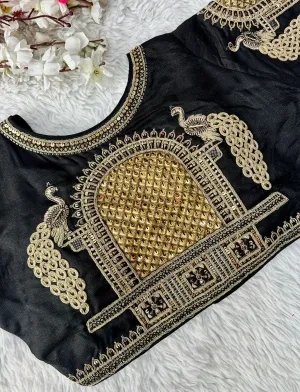 Black Watermelon Silk Blouse with Beautiful Cording and Hand-Touched Sequins