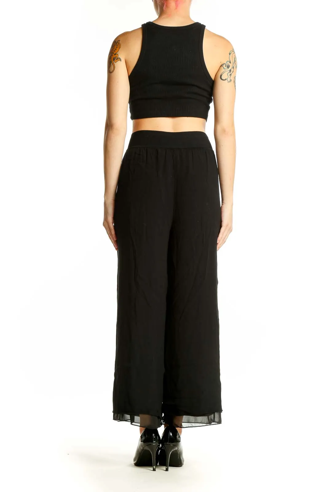 Black Wide-Leg Flowy Pants