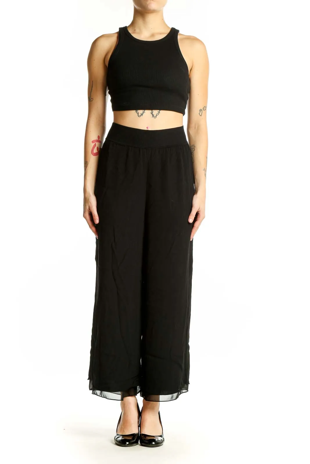 Black Wide-Leg Flowy Pants