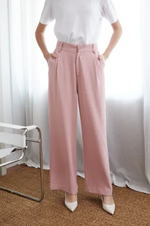 Blush Pink Straight Fit Darted Pants