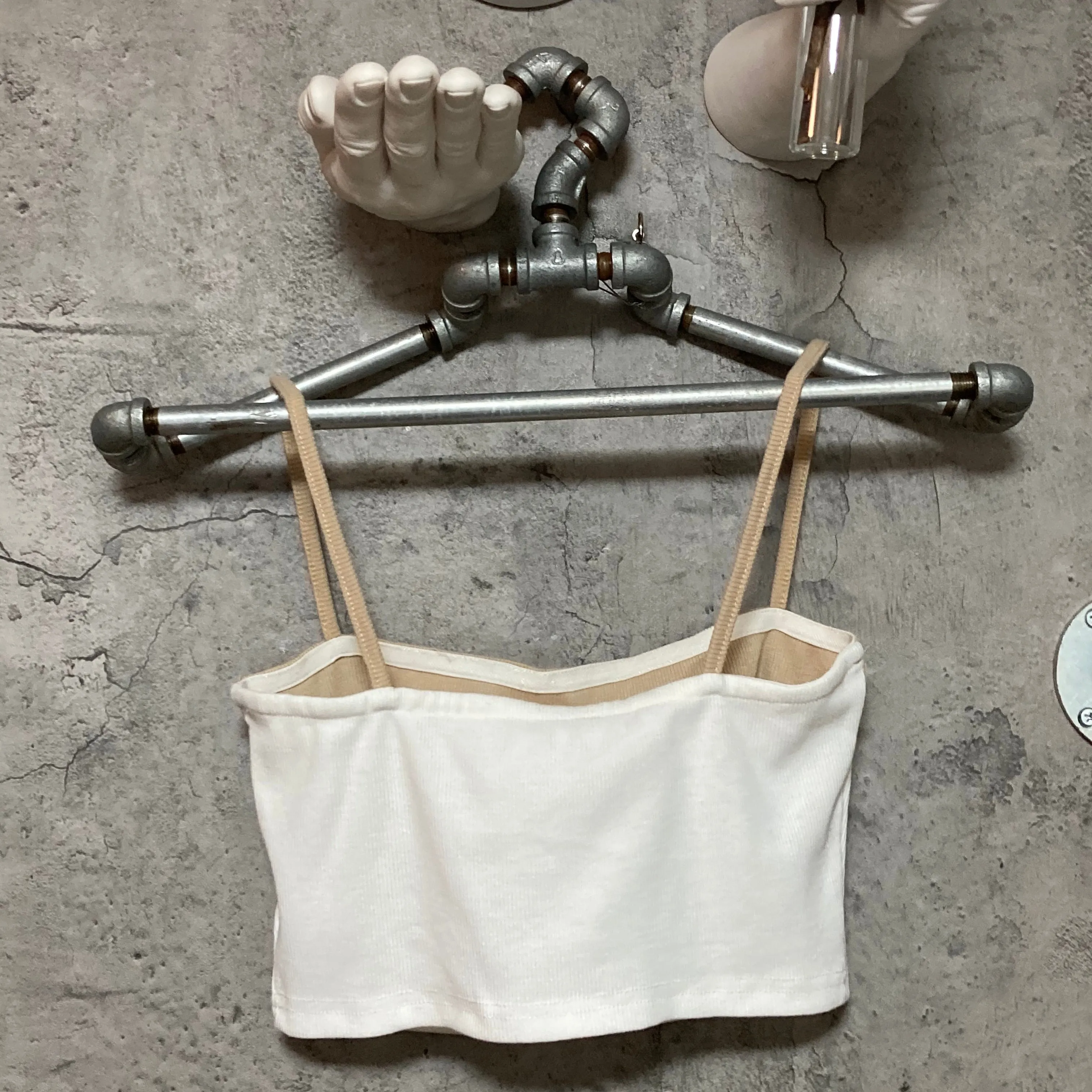 bra shaped top white beige