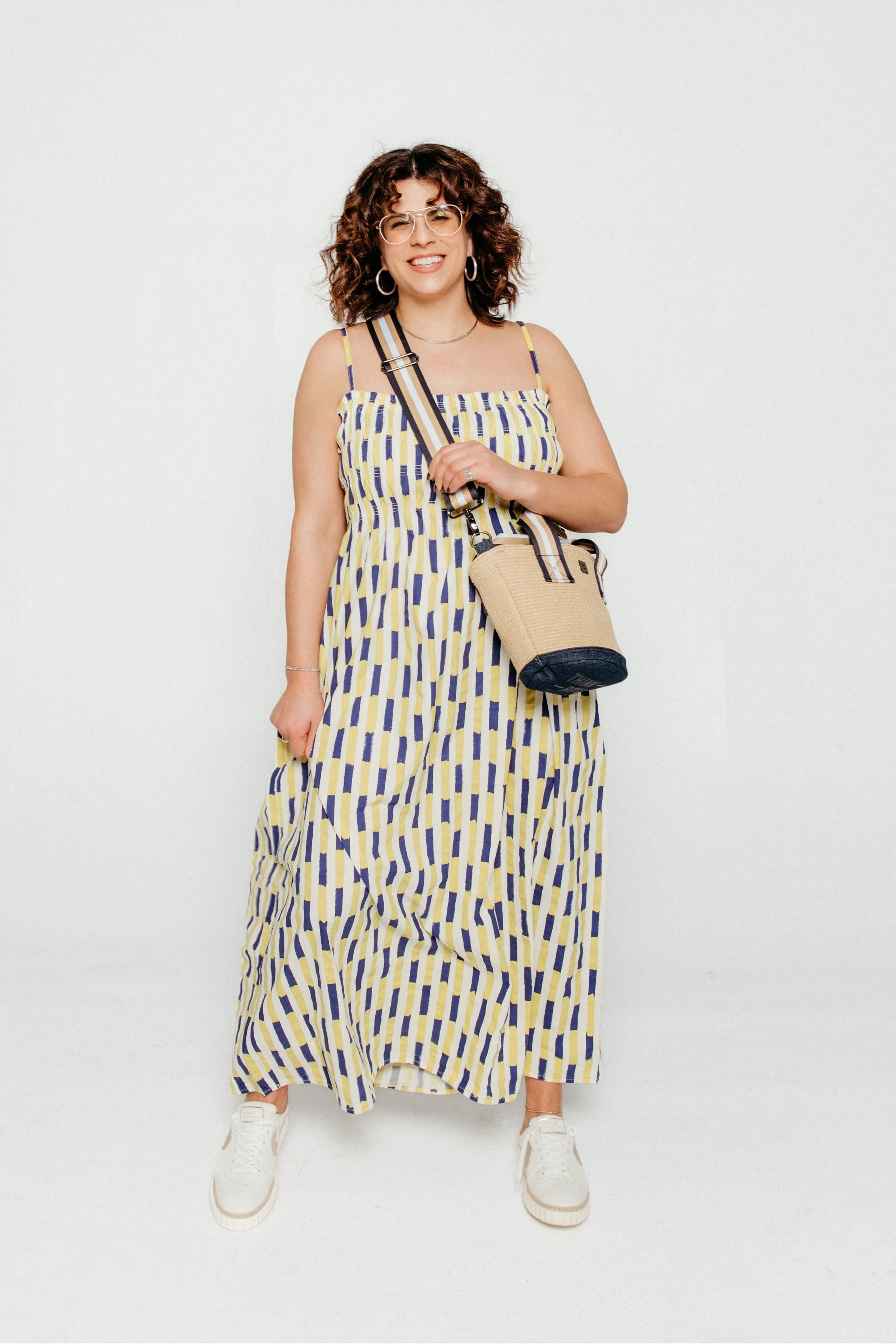 Brush Strokes Gathered Bustier Dress