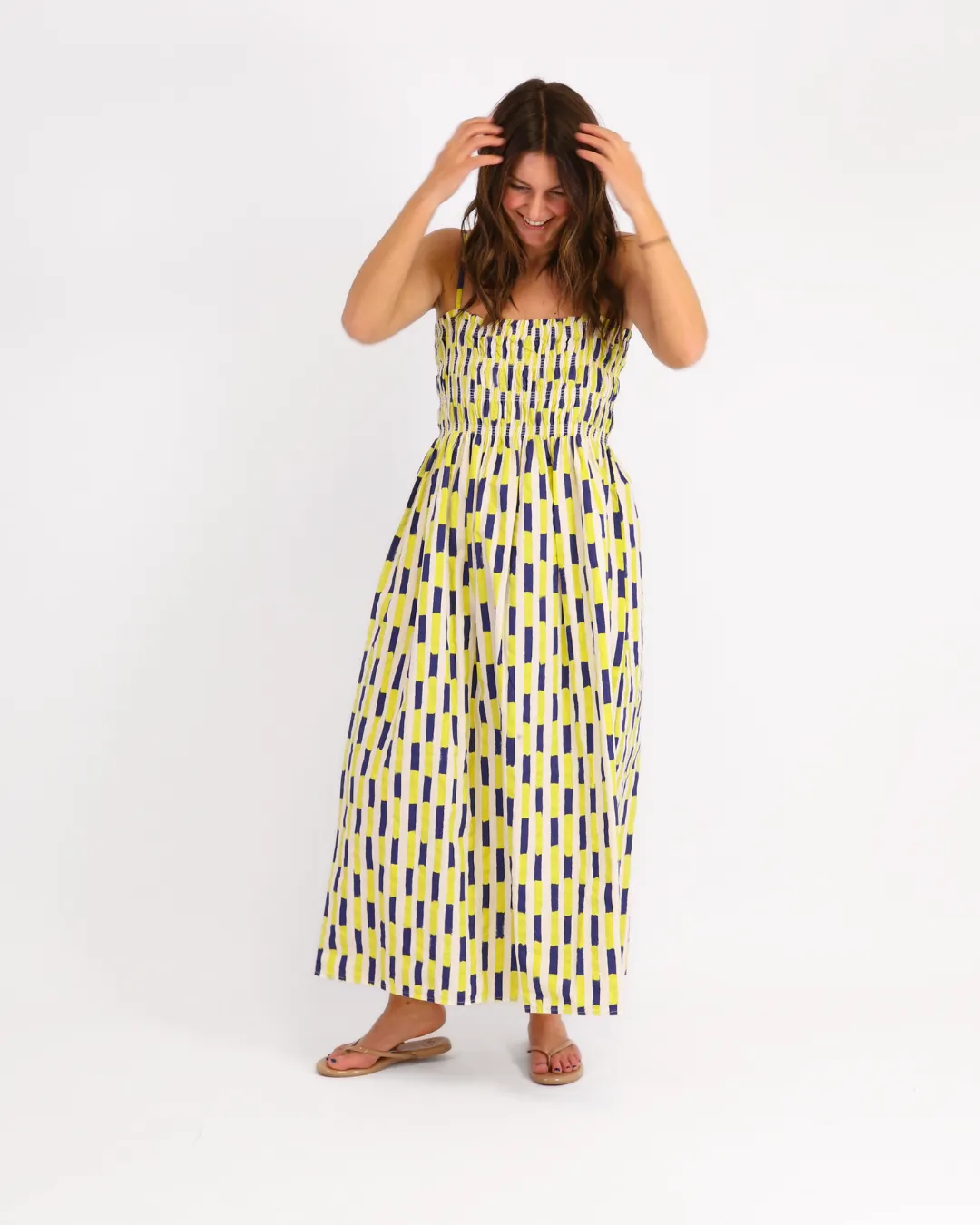 Brush Strokes Gathered Bustier Dress