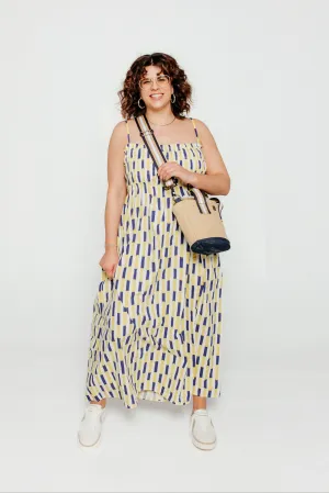 Brush Strokes Gathered Bustier Dress