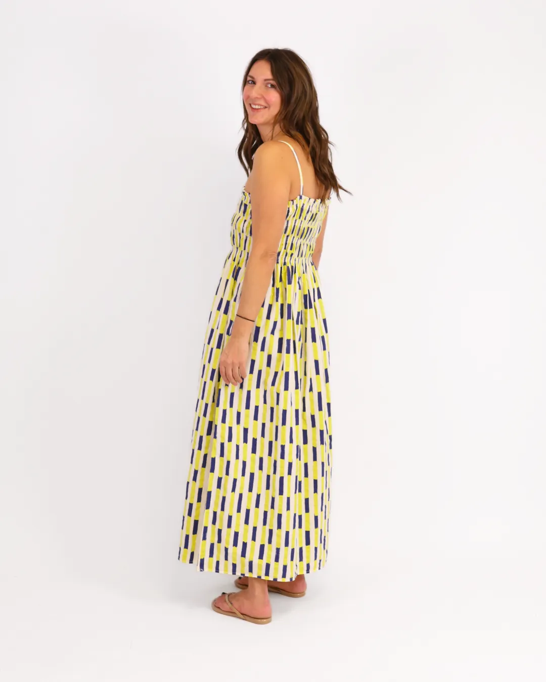 Brush Strokes Gathered Bustier Dress