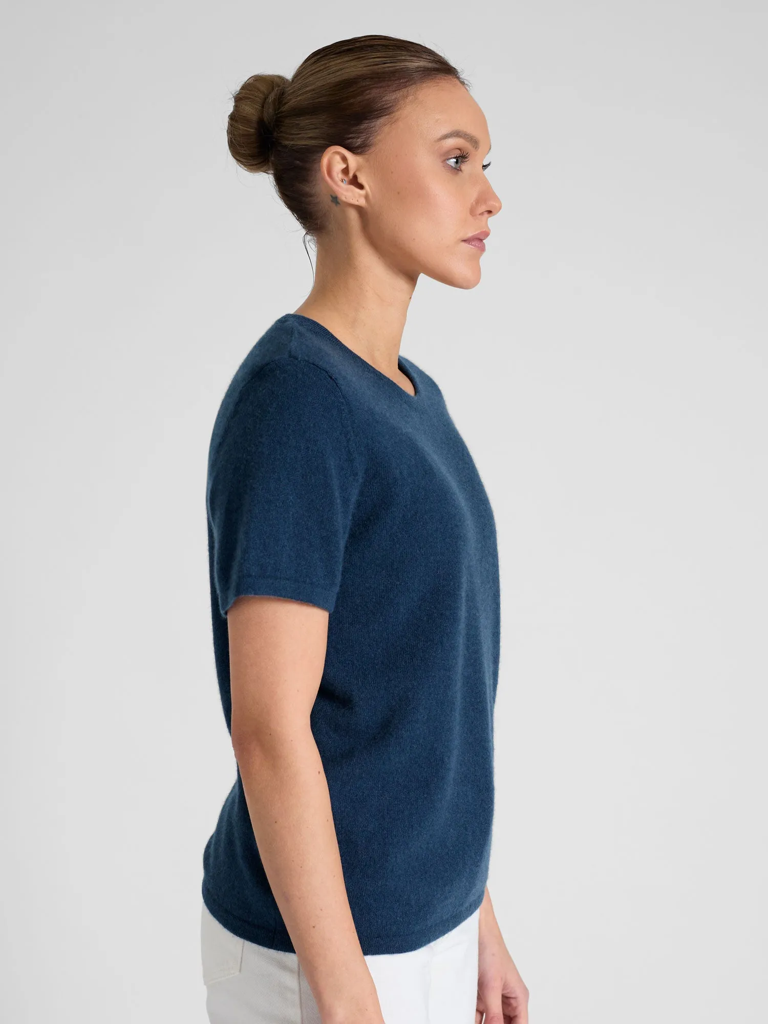 Cashmere T-shirt "Fresh" - mountain blue