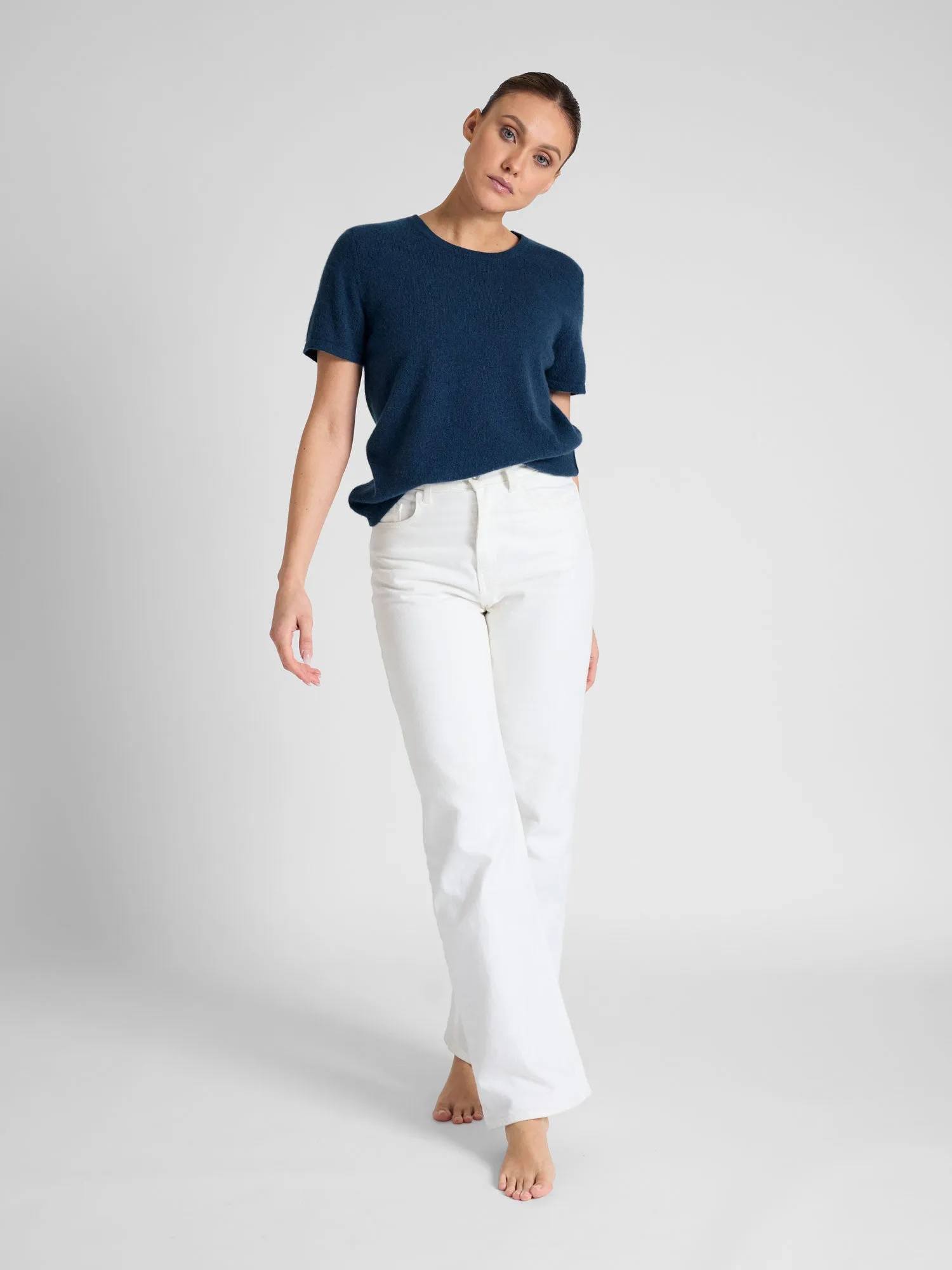 Cashmere T-shirt "Fresh" - mountain blue