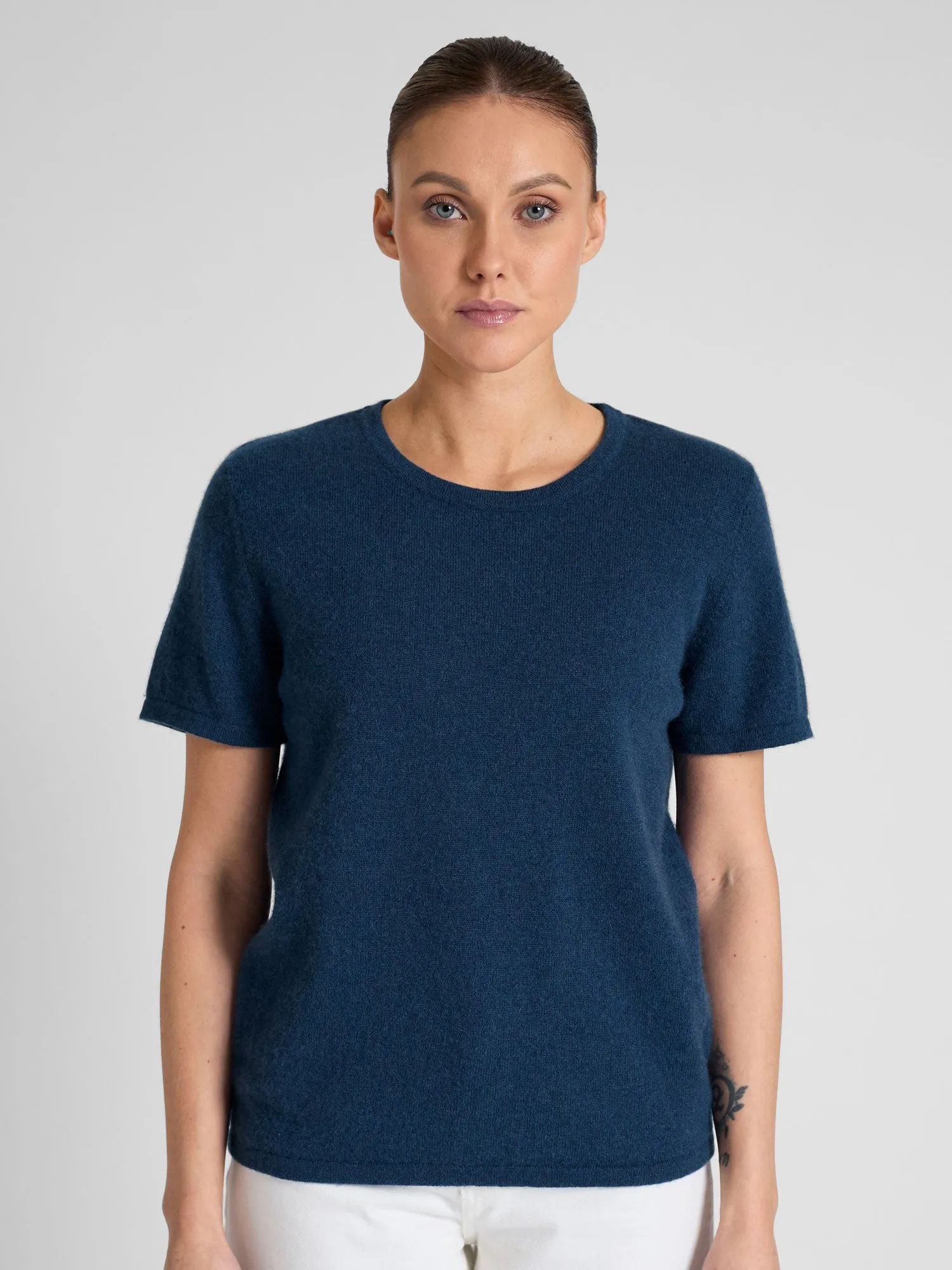 Cashmere T-shirt "Fresh" - mountain blue