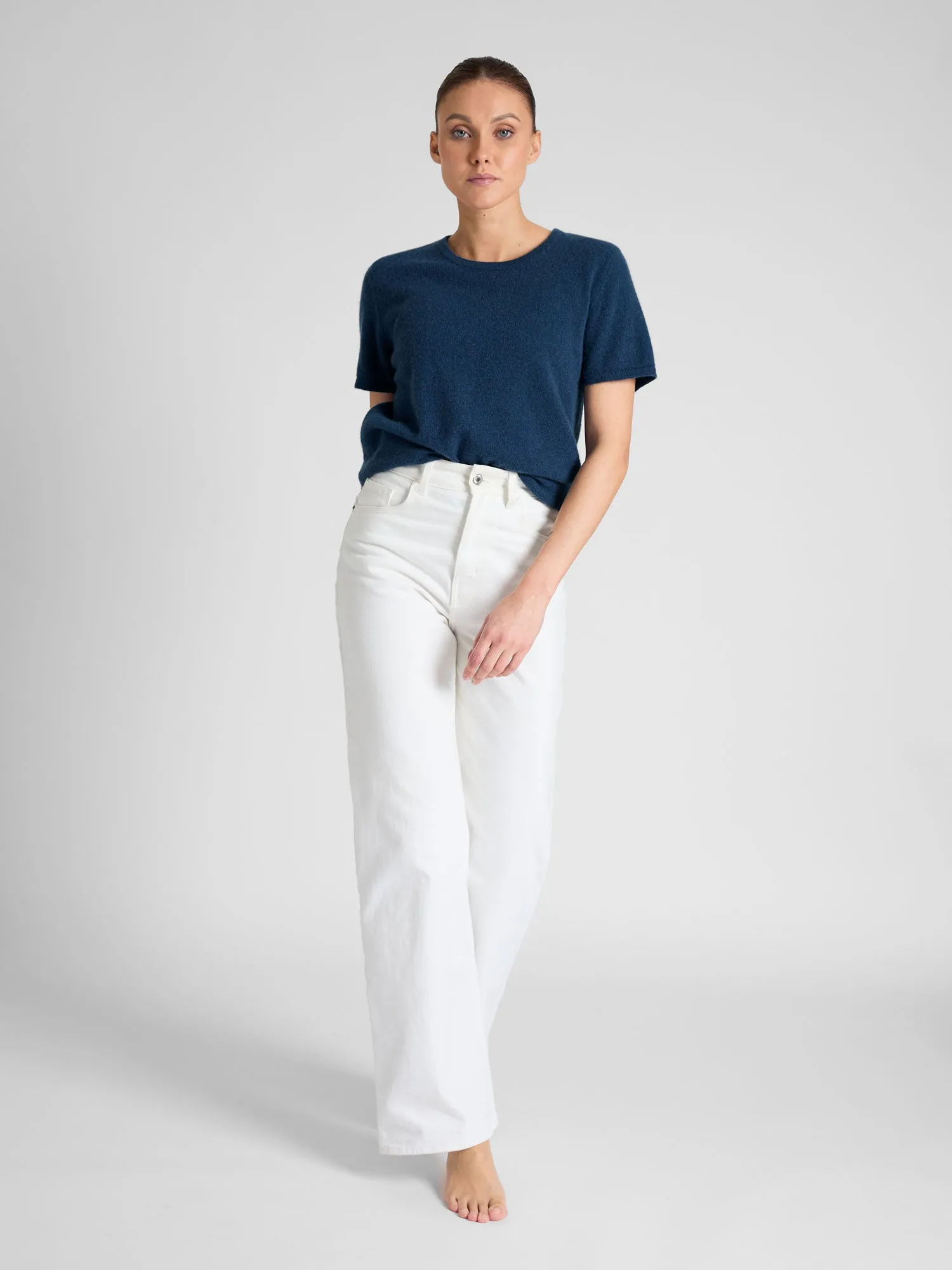 Cashmere T-shirt "Fresh" - mountain blue