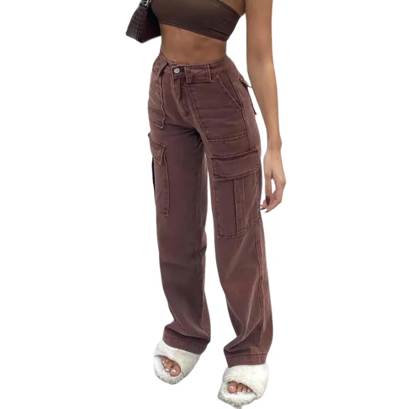 Casual High Waisted Women's Jeans Loose Straight Pants