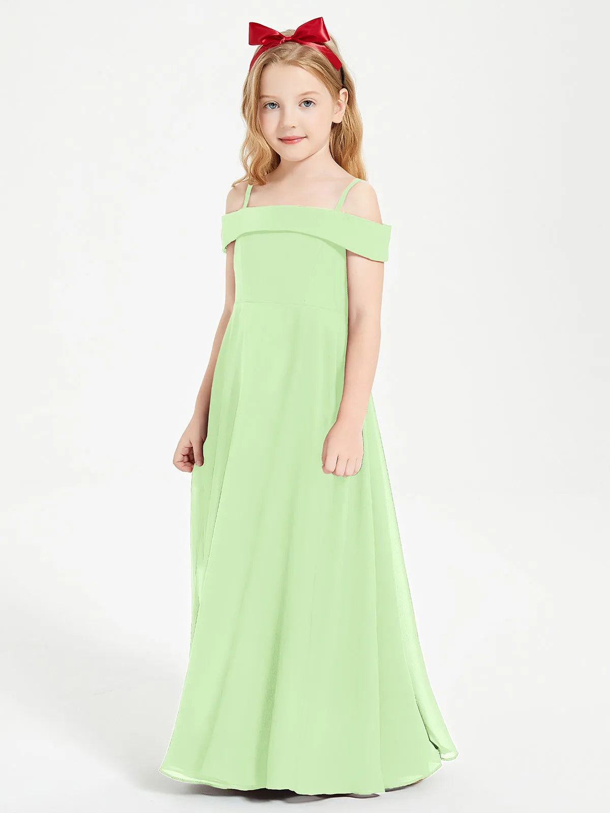 Chic Junior Bridesmaid Dresses Off the Shoulder Sage