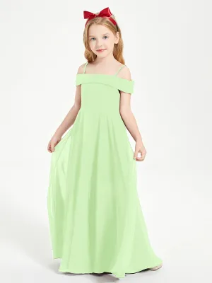 Chic Junior Bridesmaid Dresses Off the Shoulder Sage