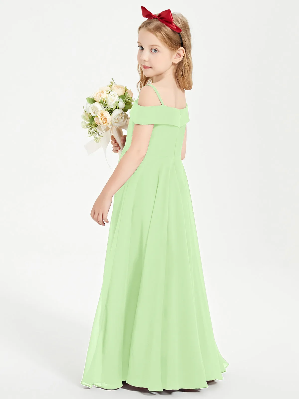 Chic Junior Bridesmaid Dresses Off the Shoulder Sage