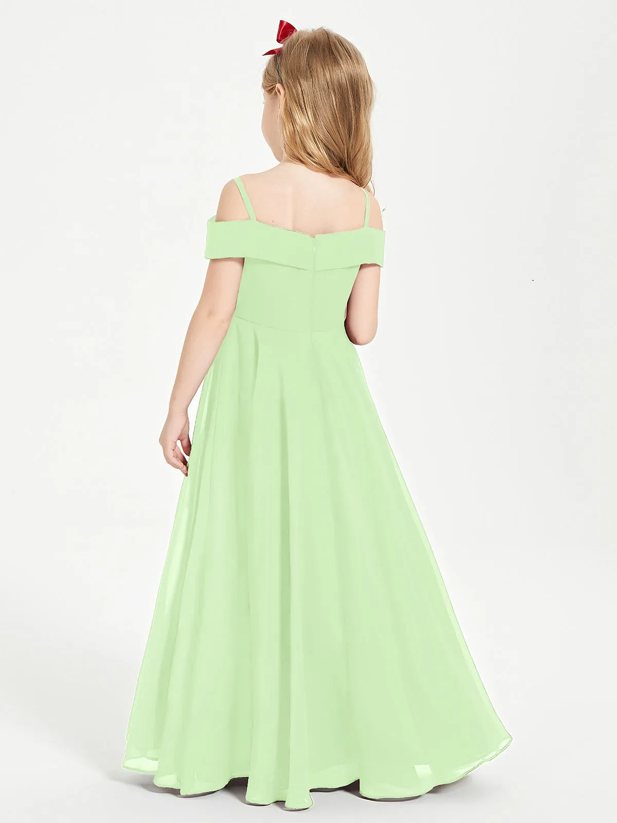 Chic Junior Bridesmaid Dresses Off the Shoulder Sage