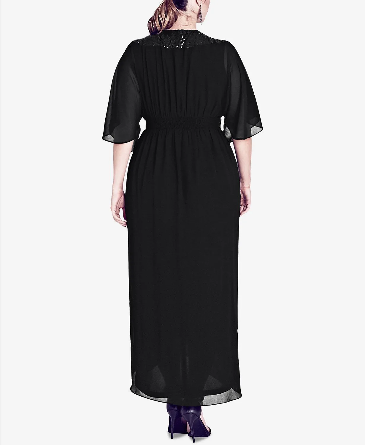 City Chic Trendy Plus Size Sequined Wrap Maxi Dress