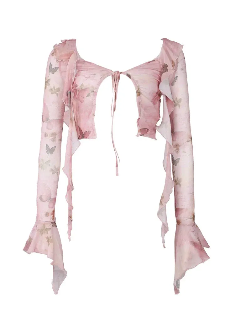 Coffee   Beige   Suspender Pink Top Moulin Shorts Butterfly Cardigan Broken